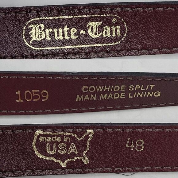 Vintage Brut-Can Unisex Western Suede Skinny Belt 41" Camel Brown USA Cowhide - Picture 3 of 8